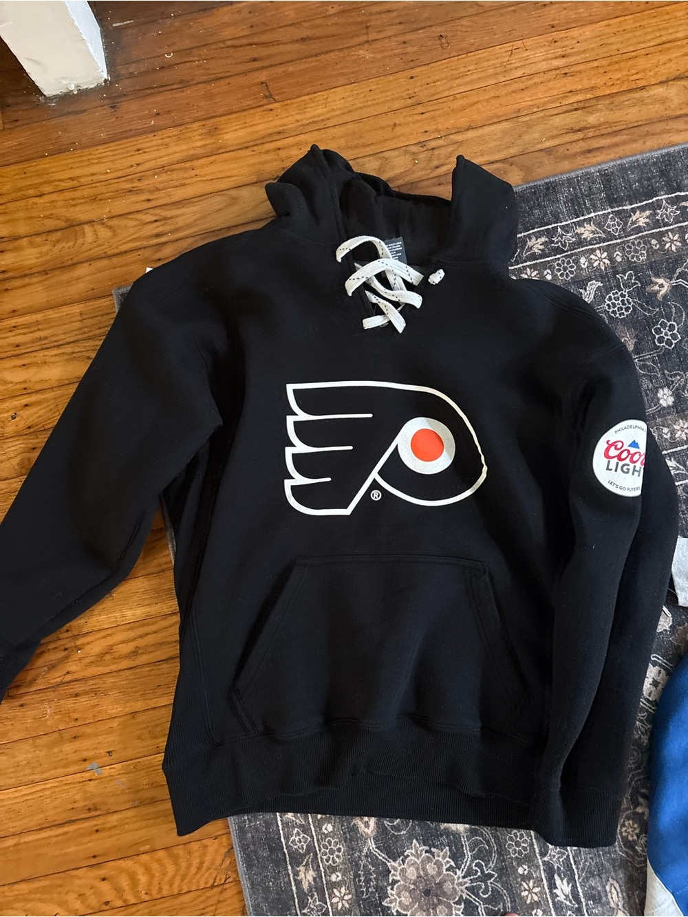 Men's Black Philadelphia Flyers Lace-Up Hoodie Sweatshirt
